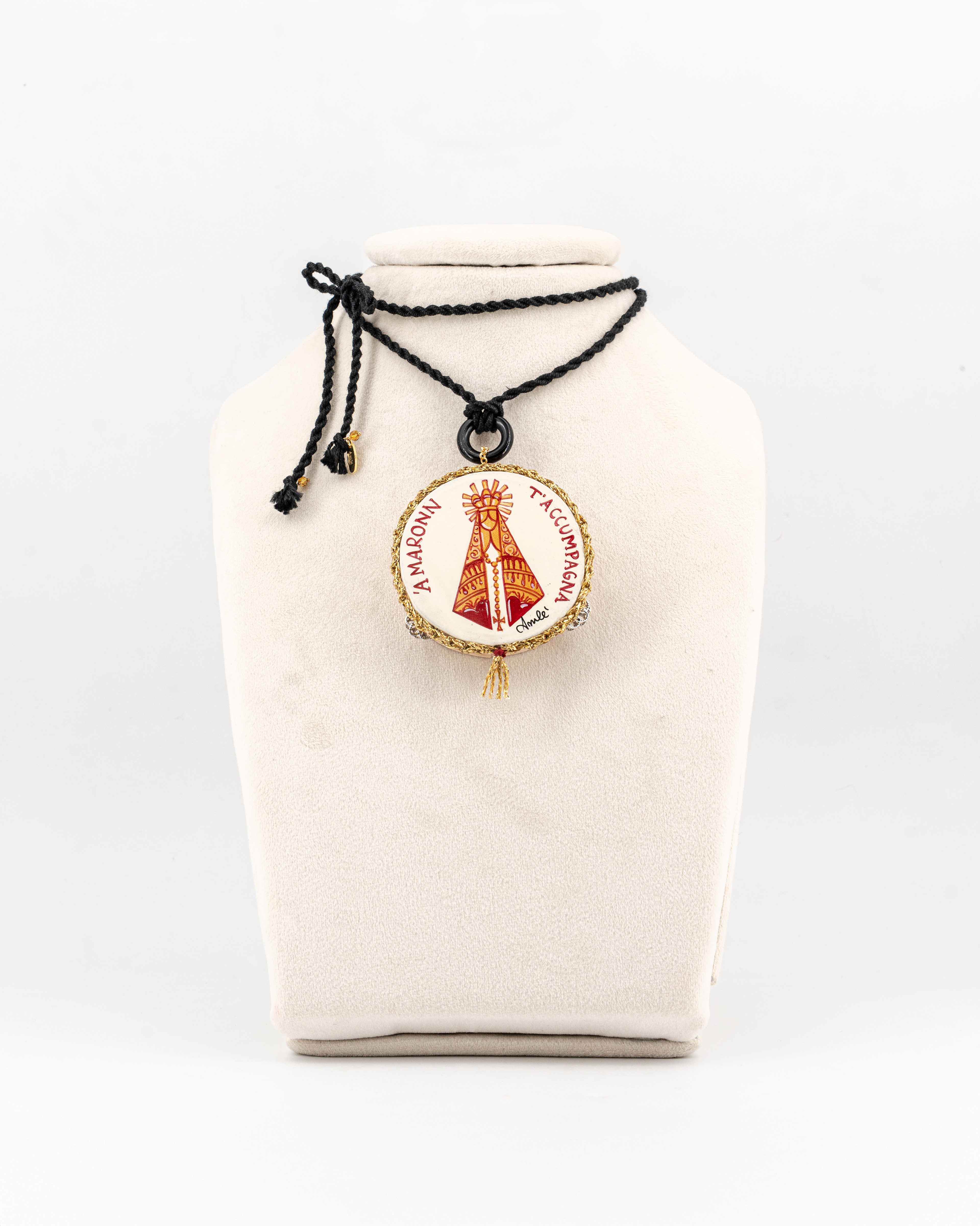 Collana tamburello "A Maronn t'accumpagna" (5,5 cm)