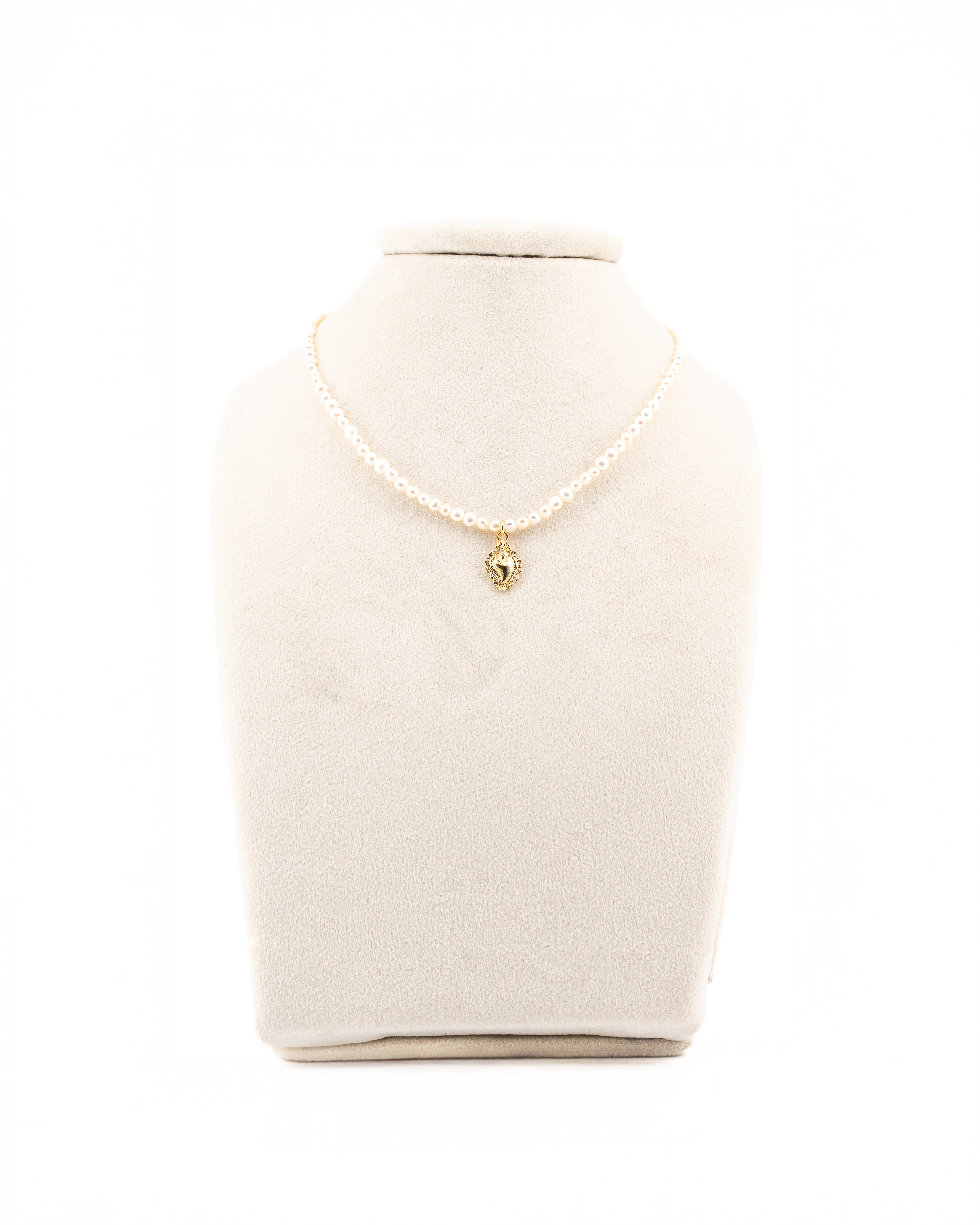 Collana con perline ed ex-voto in argento 925 dorato