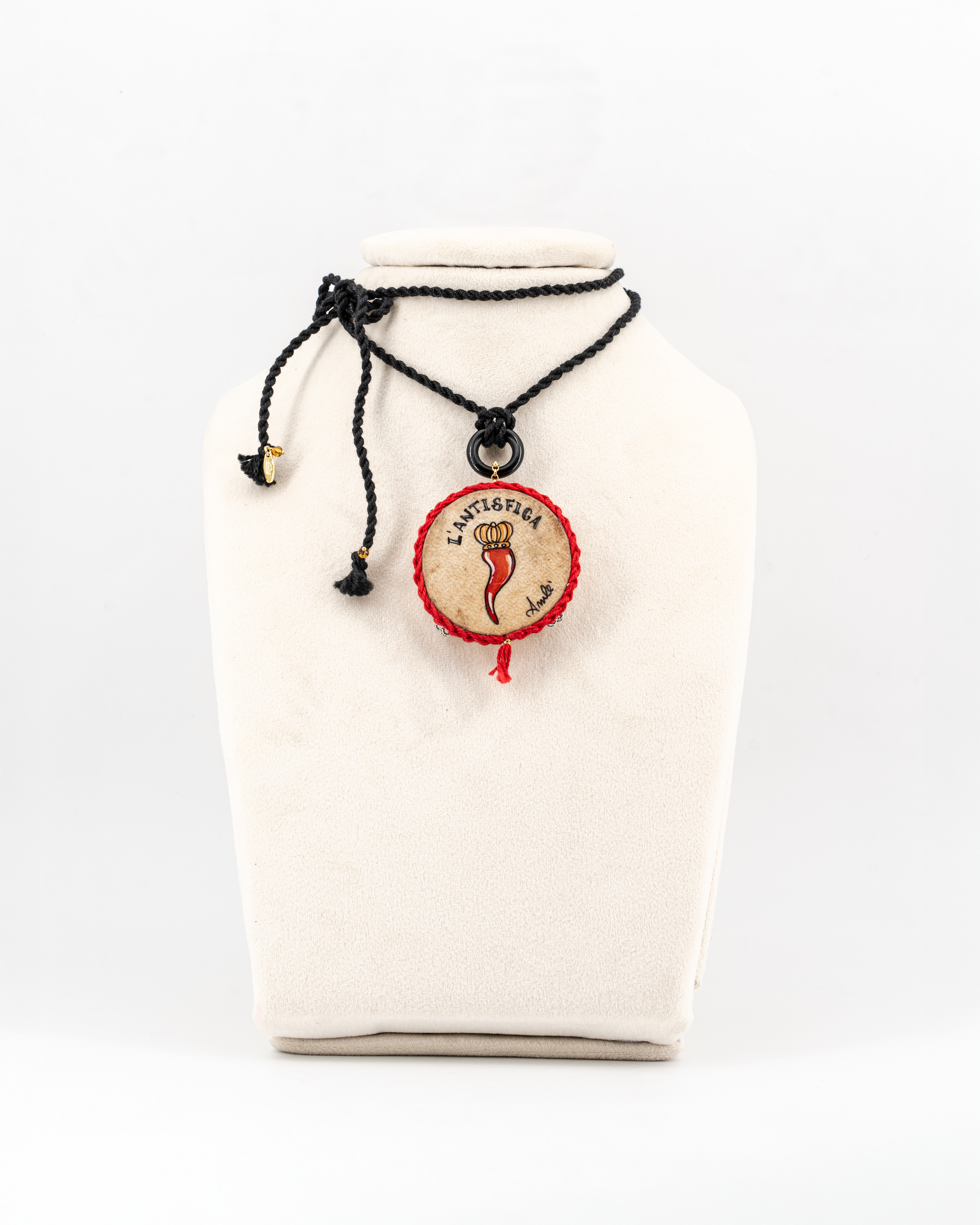 Collana con tamburello "L'antisfiga" (4,5 cm)