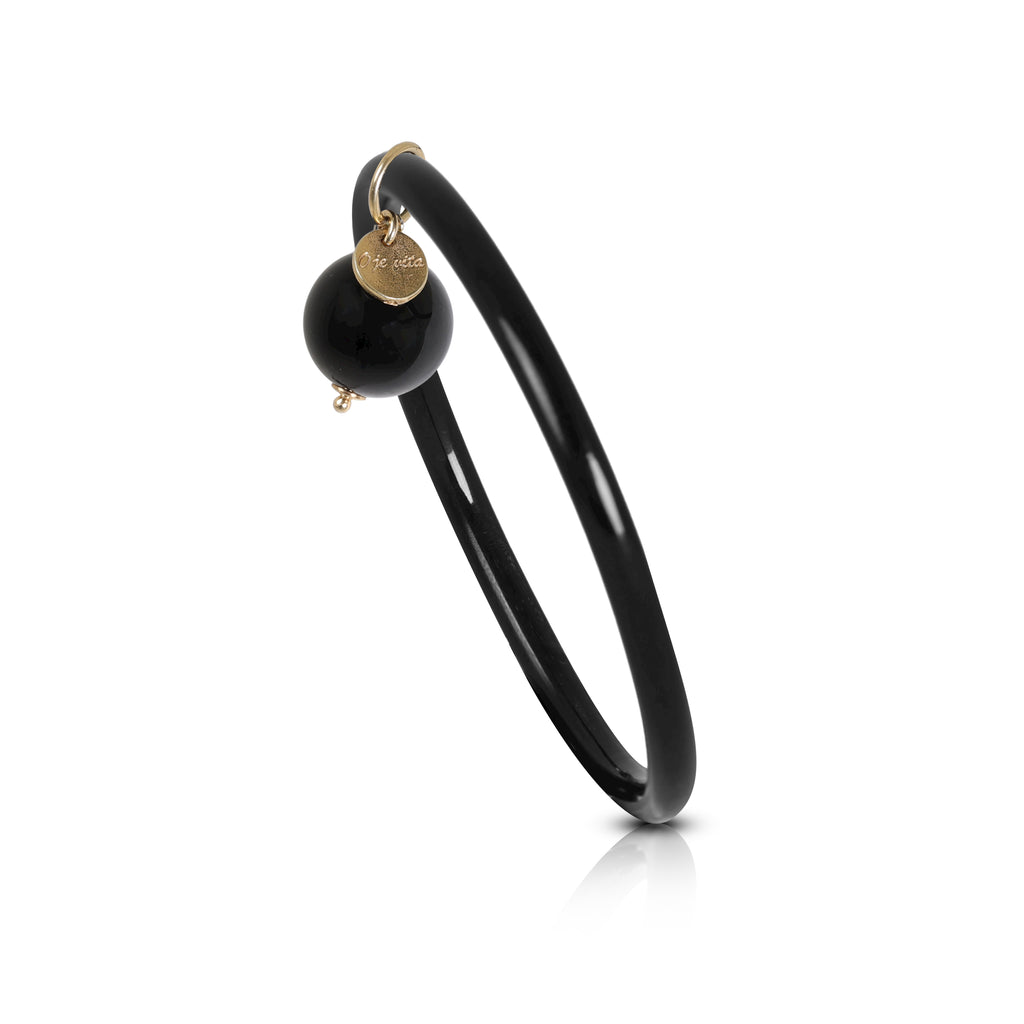 Bracciale rigido in corno con Onice