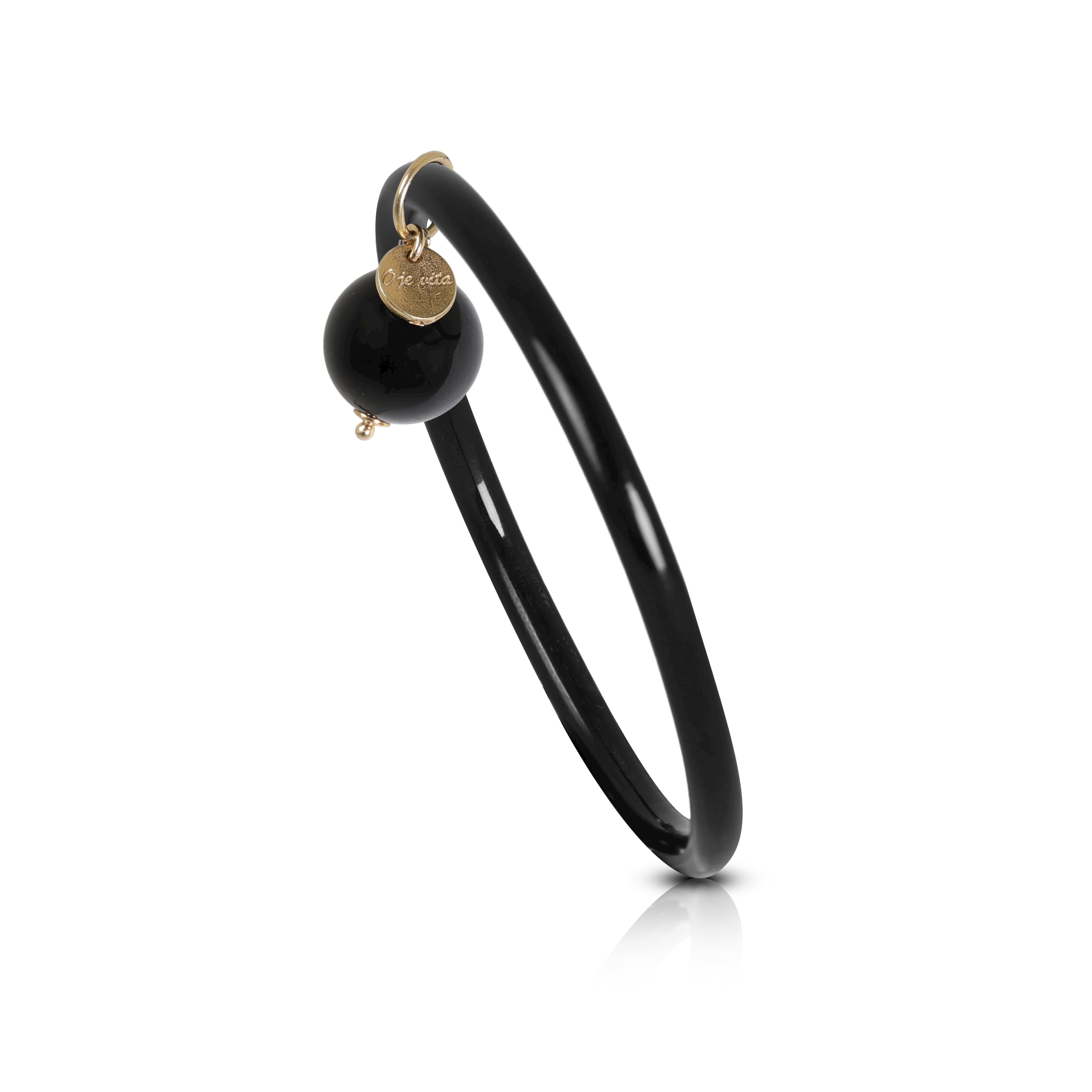 Bracciale rigido in corno con Onice